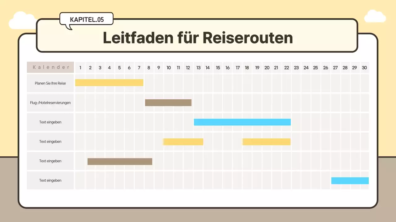 Niedliches Gepäckkonzept Reiseplan in gelb und beige