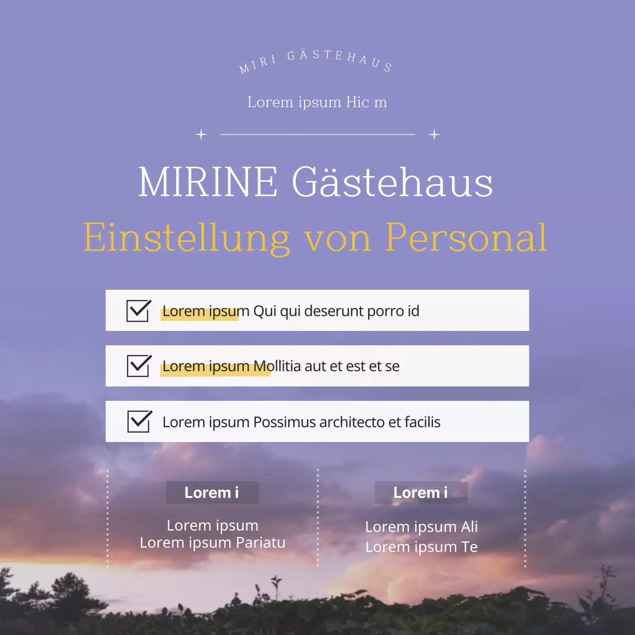 Ziel-Gästehaus auf der Insel Jeju mit einem emotionalen und beruhigenden Landschaftsfoto-Hintergrund in Blau und Gelb