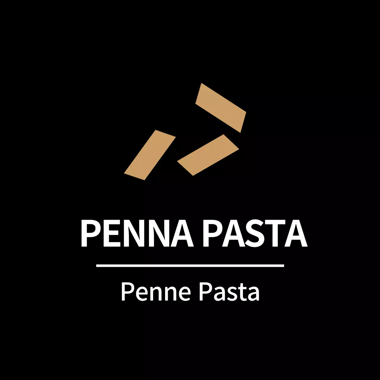 Stiker pasta penne sederhana berwarna hitam untuk label lauk pauk