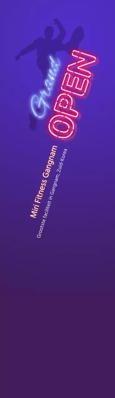 Eenvoudig neonconcept in donkerpaars en marineblauw voor fitnesspromotie