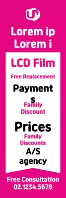 Banner promocional de LCD em negrito rosa