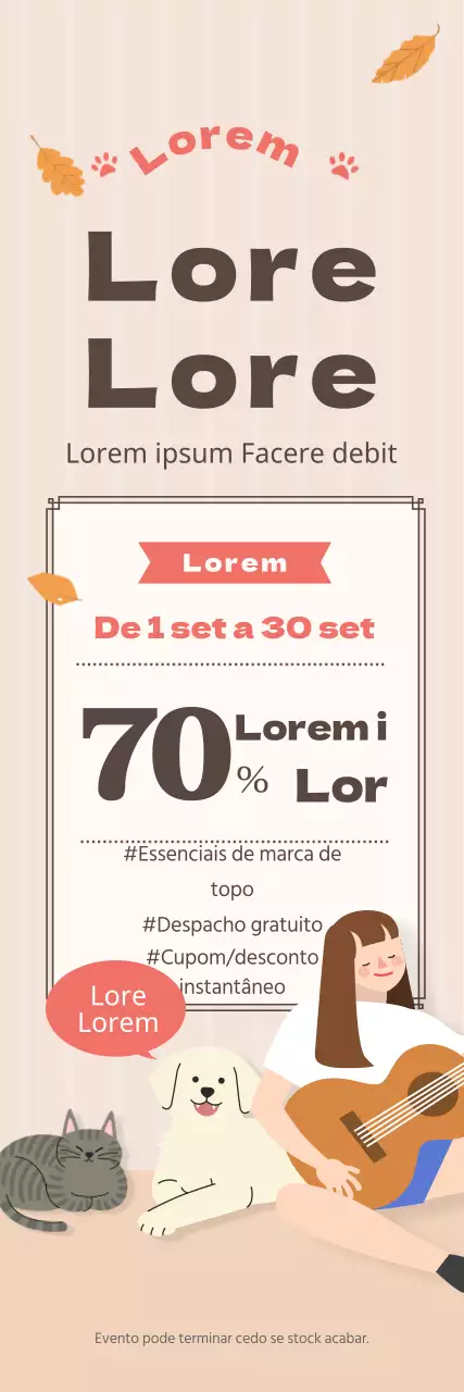 Venda outonal de animais de estimação bege