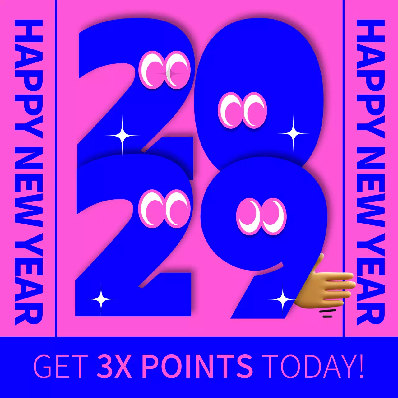 핑크 트렌디 새해 프로모션 소셜 미디어 게시물