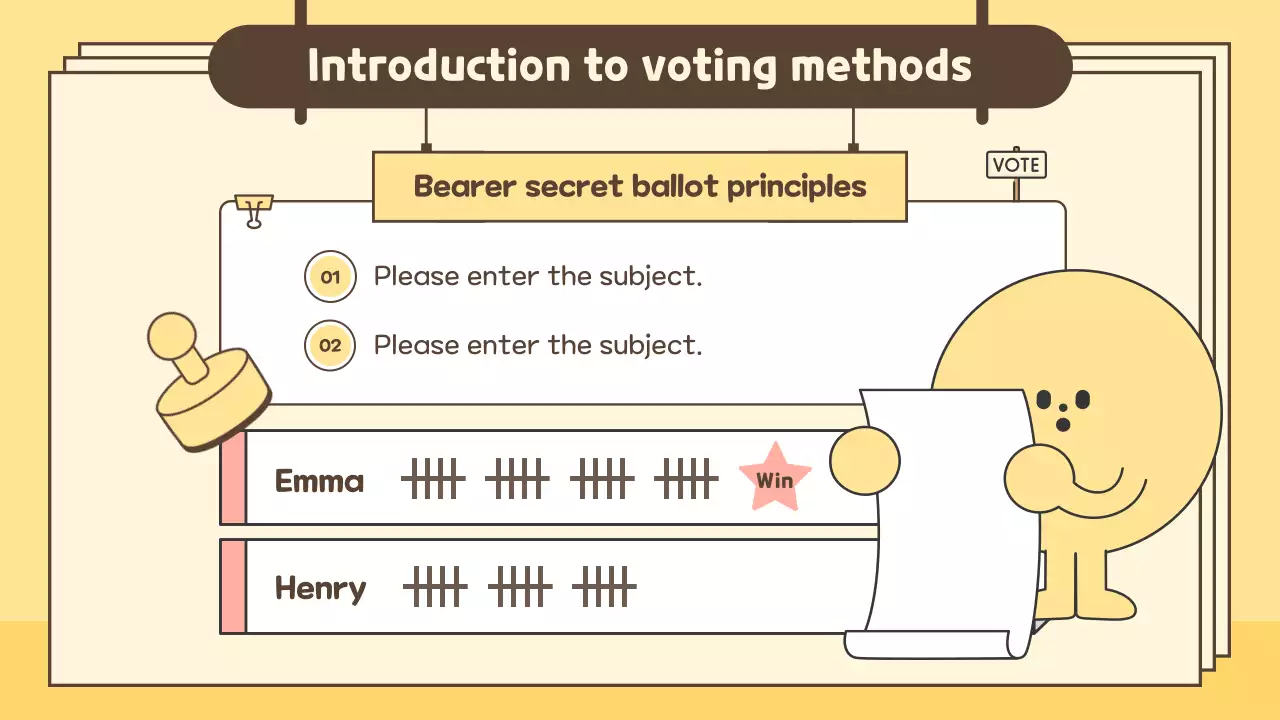 베이지색 만화 선거 가이드 프레젠테이션