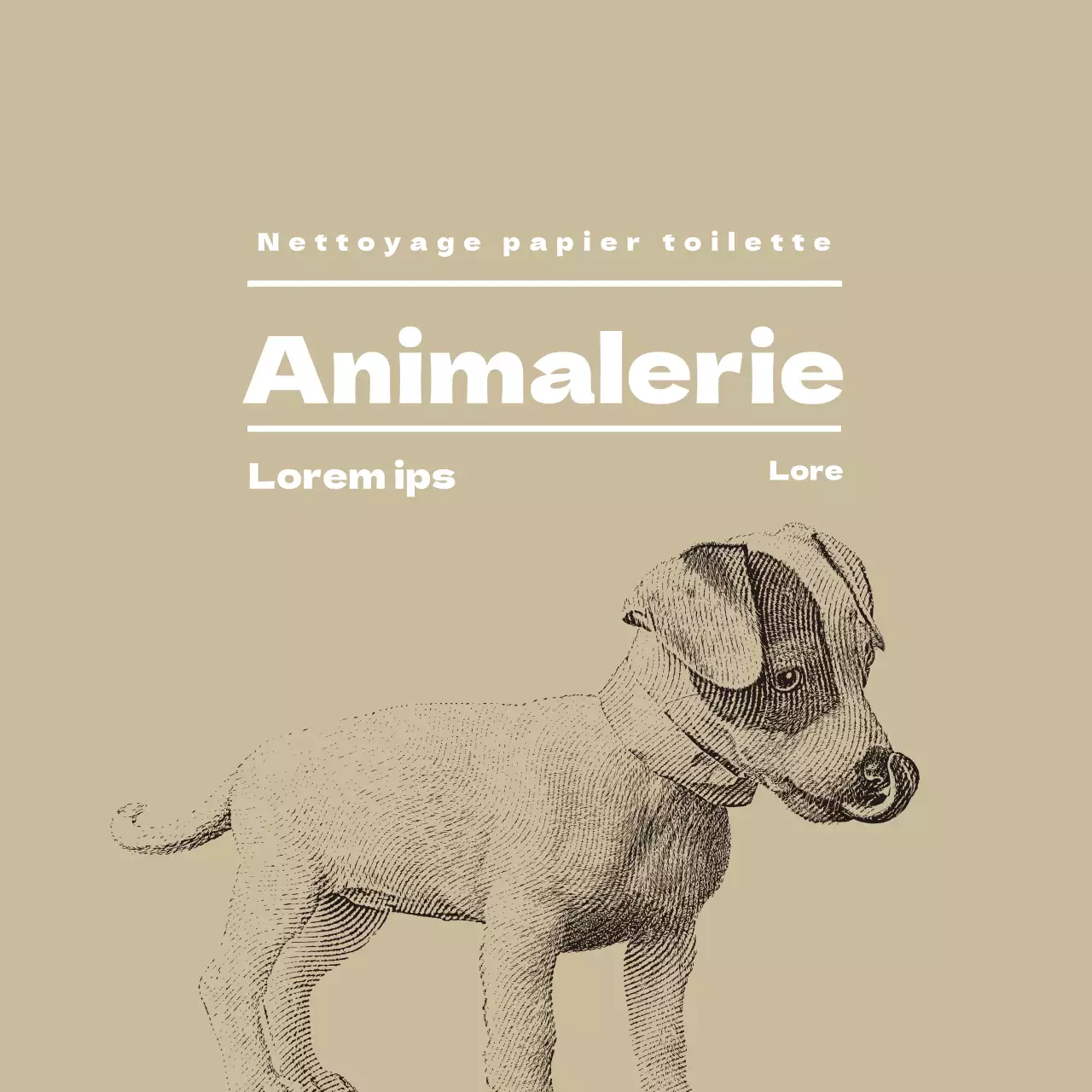 Étiquette d'animalerie illustrée beige