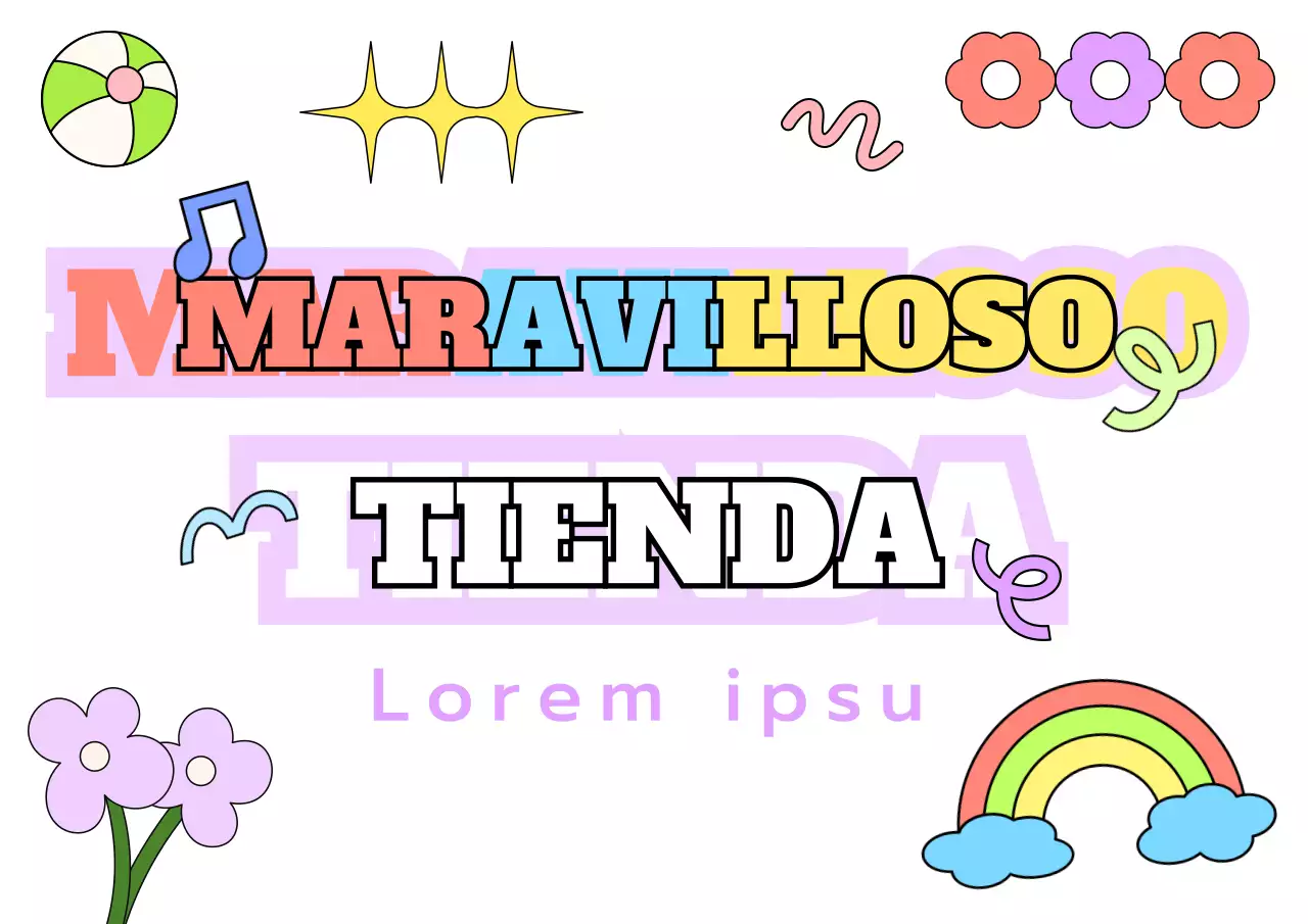 Colorida ilustración lineal de una tienda pop-up