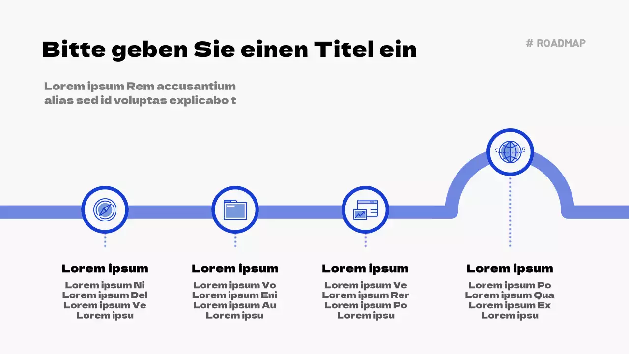 Einfaches Roadmap-Diagramm in Blau und Marineblau