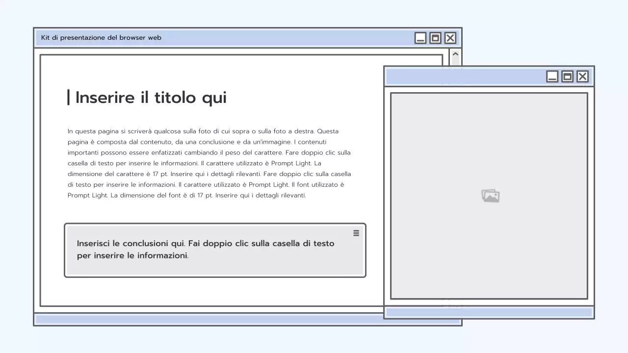 Kit di presentazione con concetto di browser blu chiaro