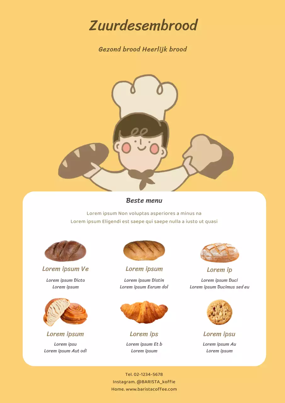 Schattig geel zuurdesembrood promotieontwerp