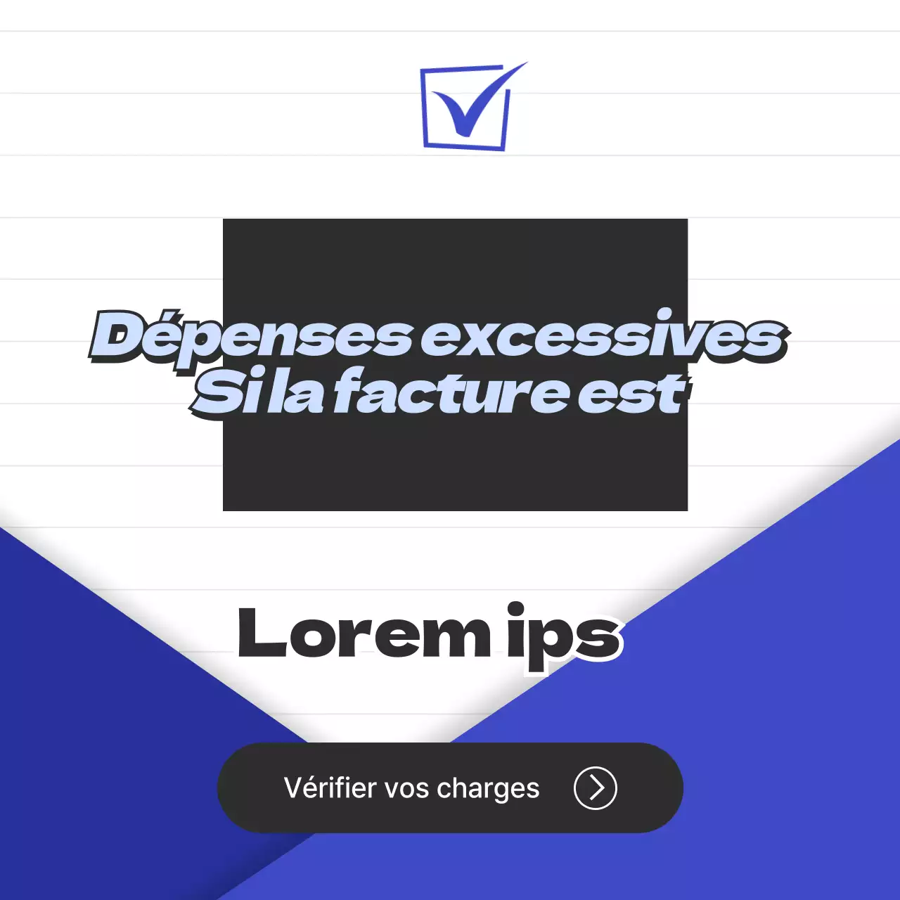 Facture de dépassement bleu et noir