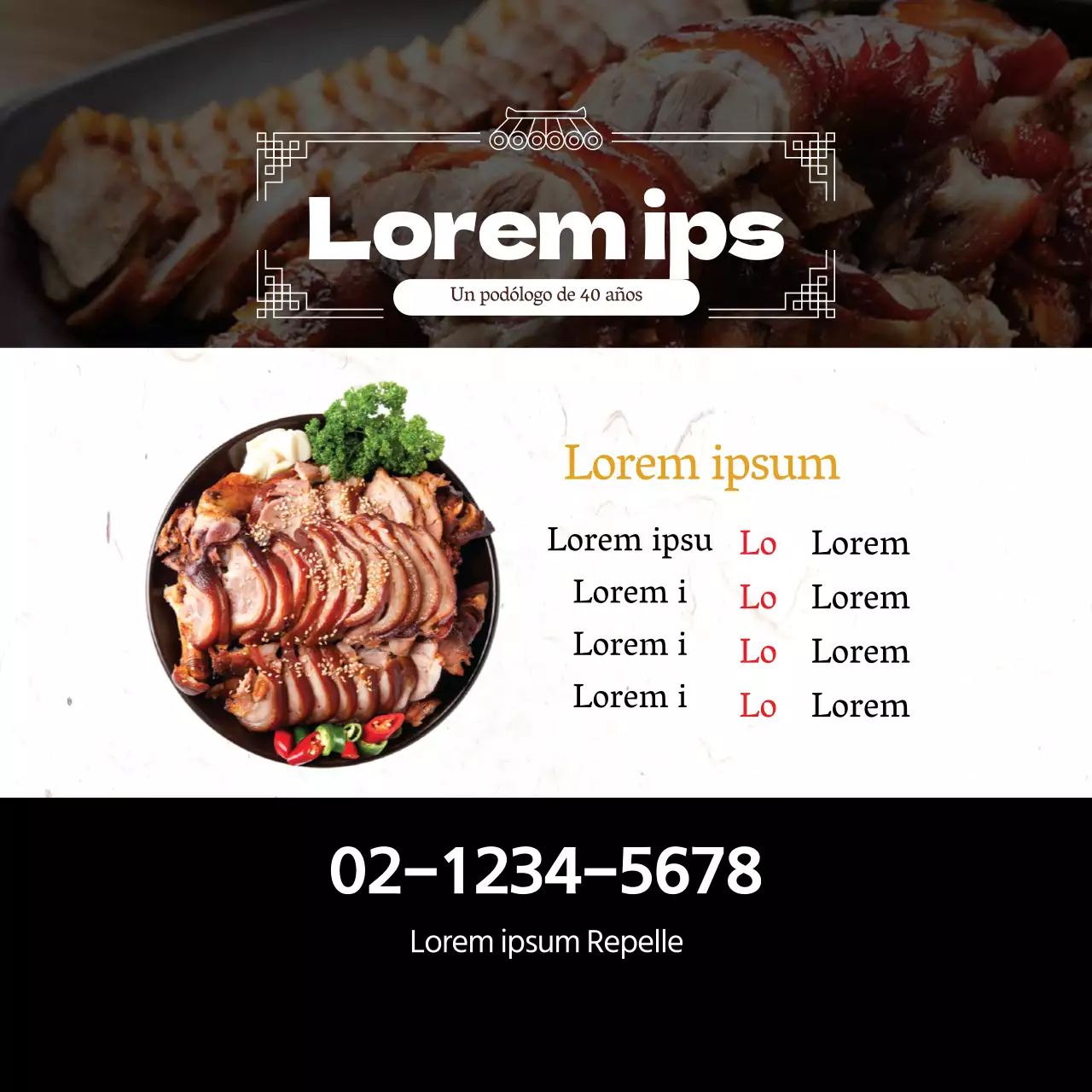 Una foto en negro destaca el menú de manitas de cerdo limpias del restaurante