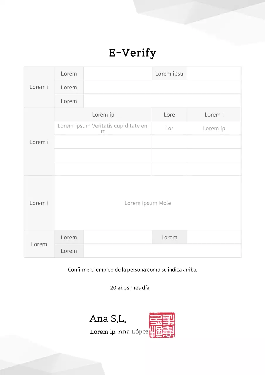 Documento de Verificación de Empleo de Greytone Sociedad Anónima Pública