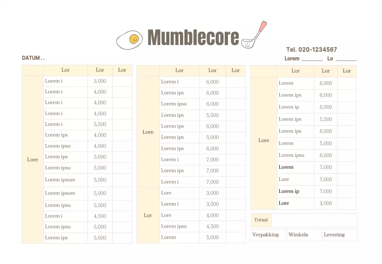 Restaurant bestellingen