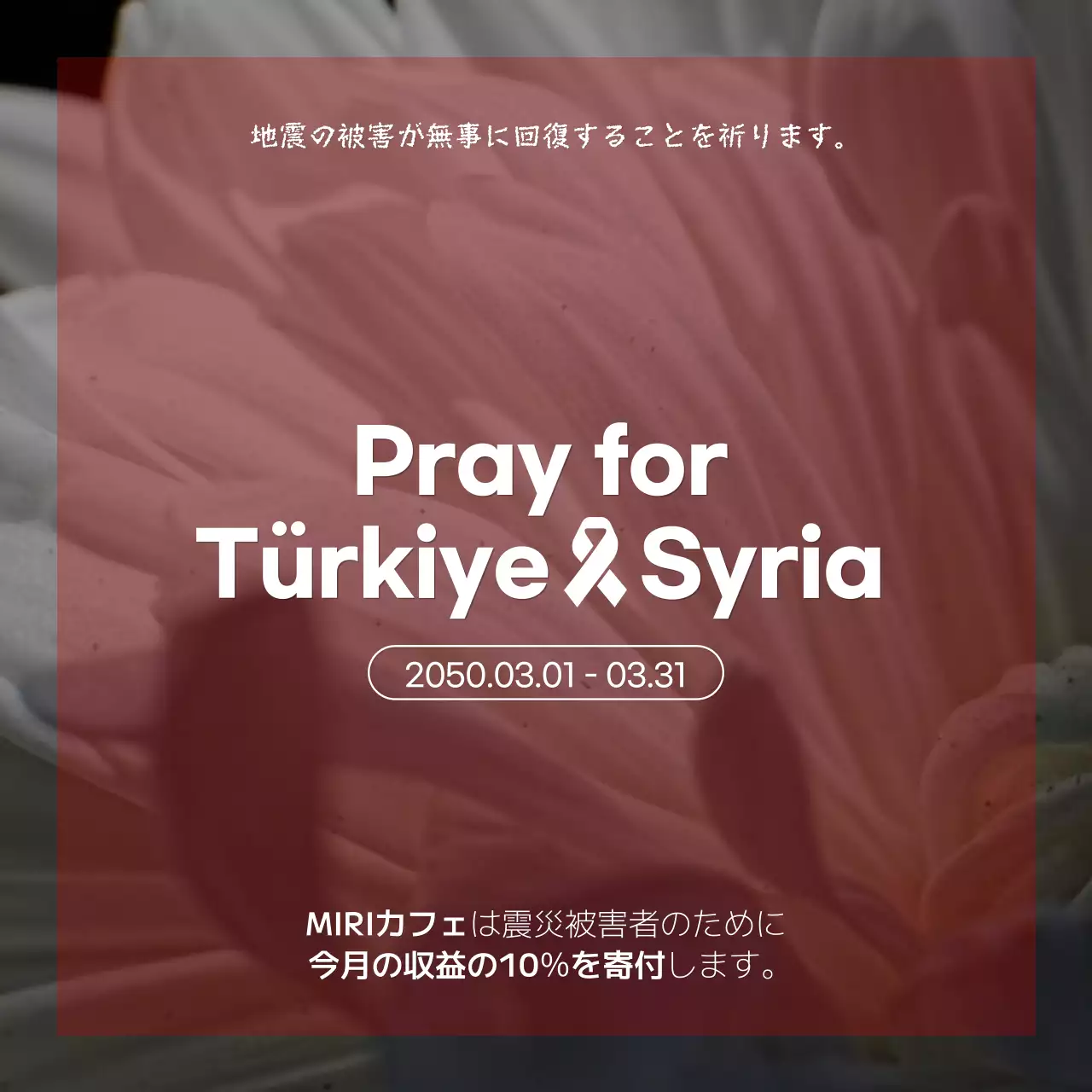 グレーと赤の菊の写真の追悼