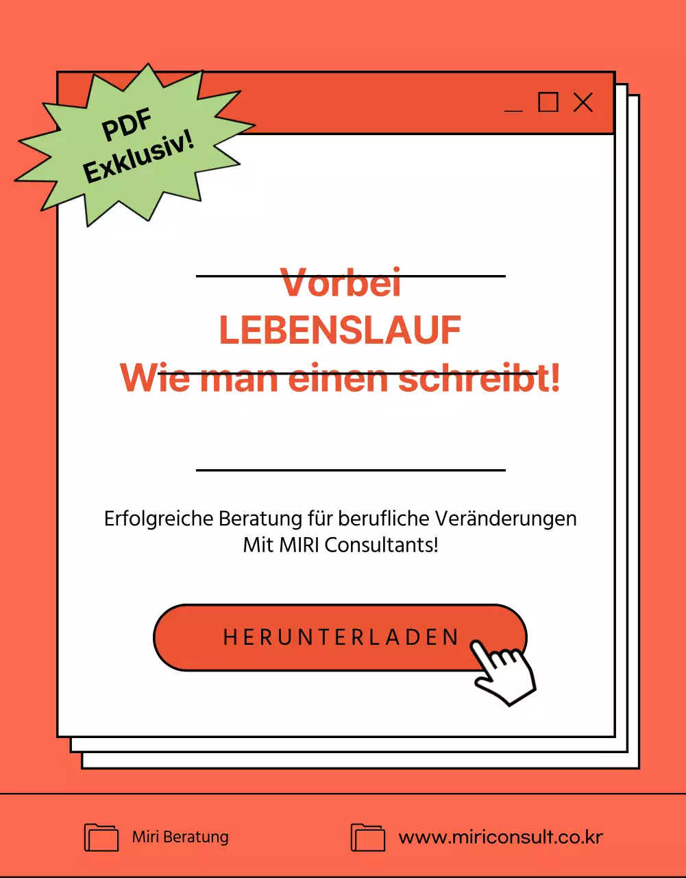 Bewerben Sie Ihre Kompetenz in der Lebenslaufberatung mit einem einfachen rot-weißen E-Book-Konzept