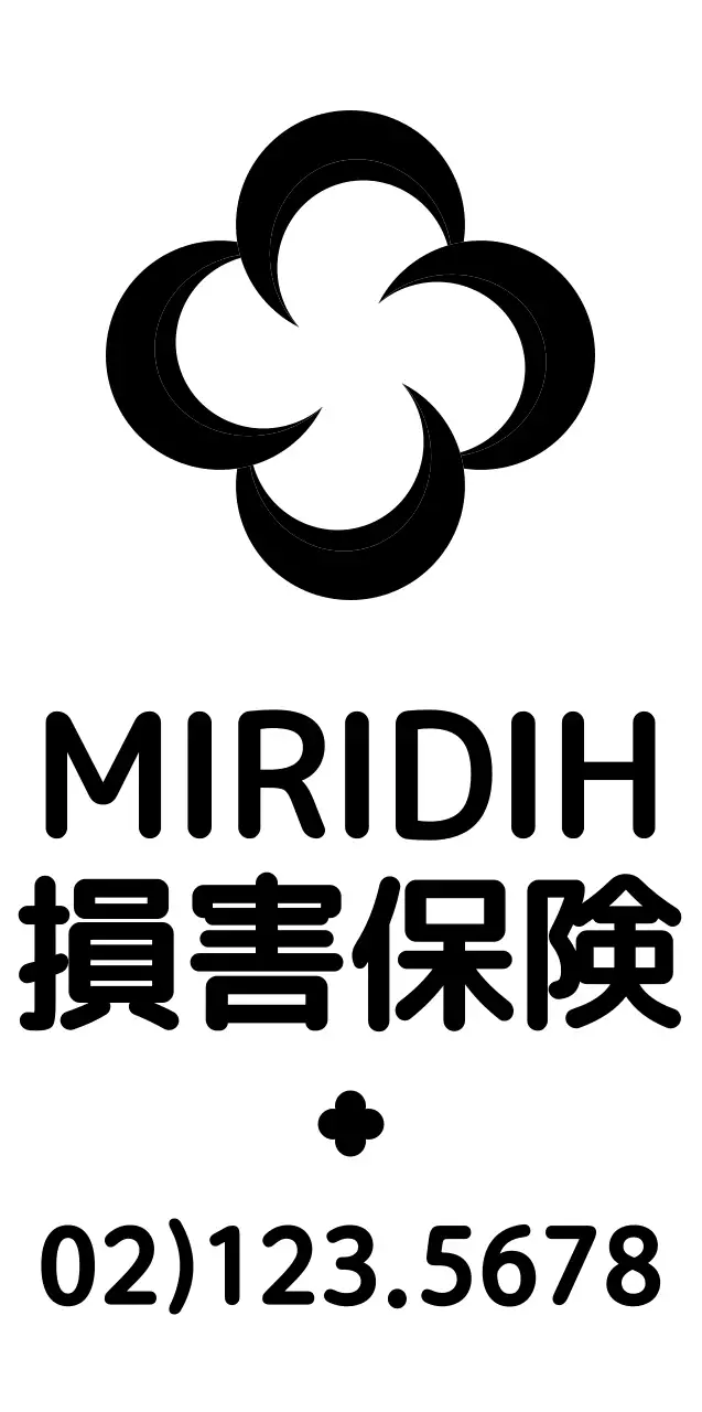 モダンで丸い四つ葉のクローバー型シンボルロゴスタイルの保険情報案内及び広報