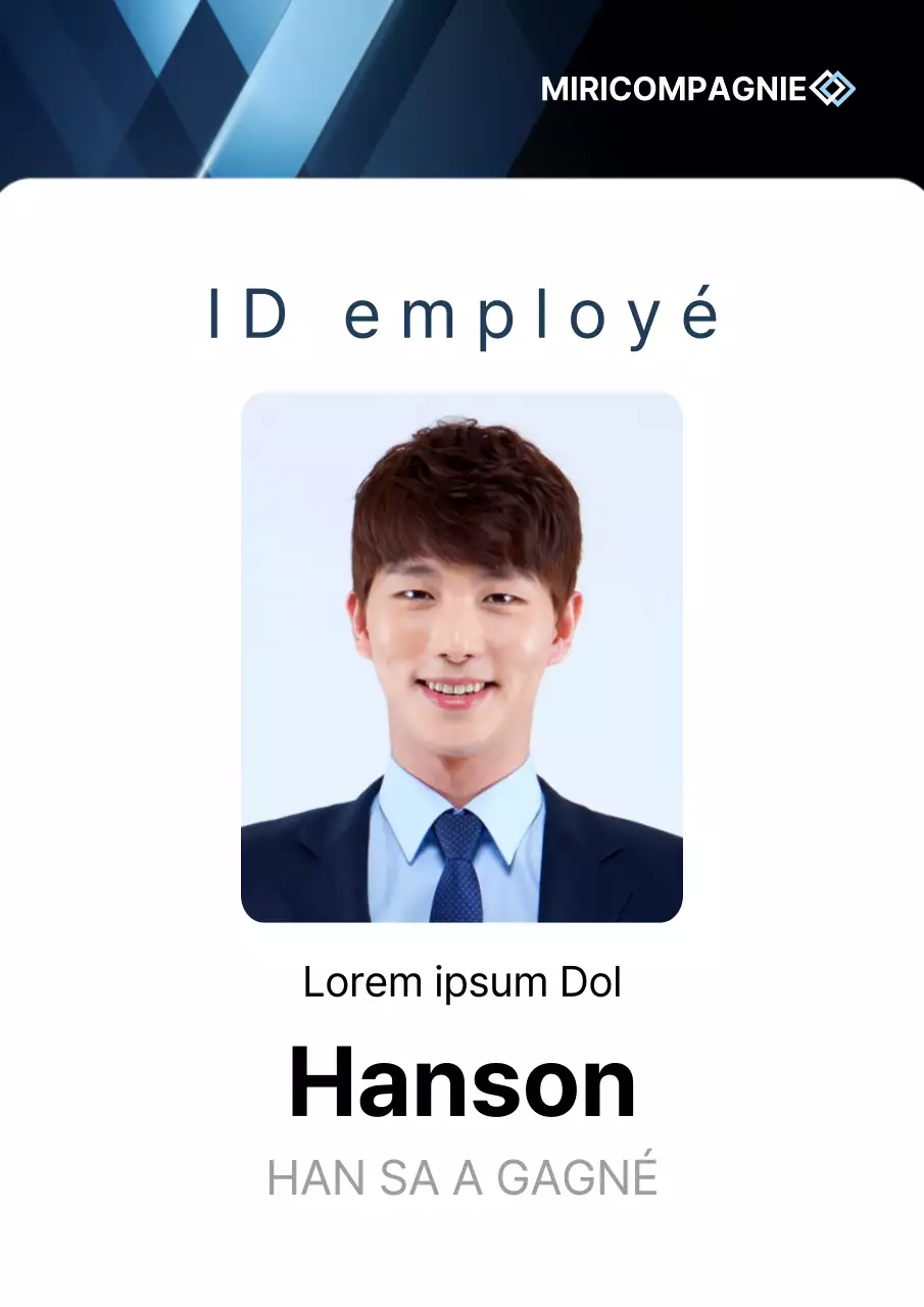 Carte d'employé simple en dégradé de noir et de bleu