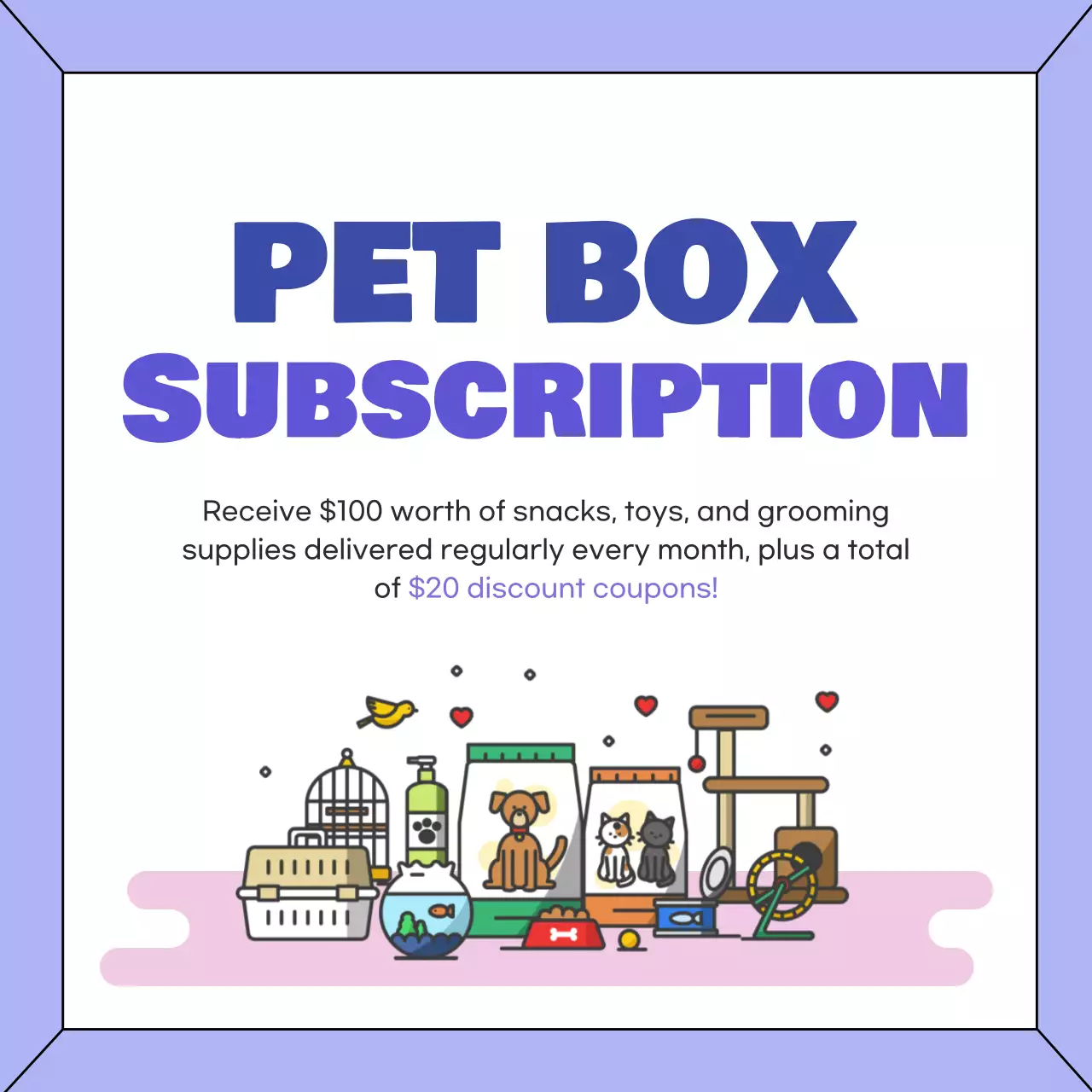 Purple Modern Pet Promotion Instagram Post