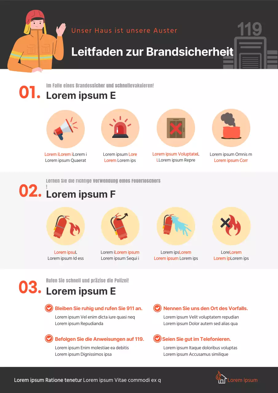 Brandschutzplakat in schwarz und rot