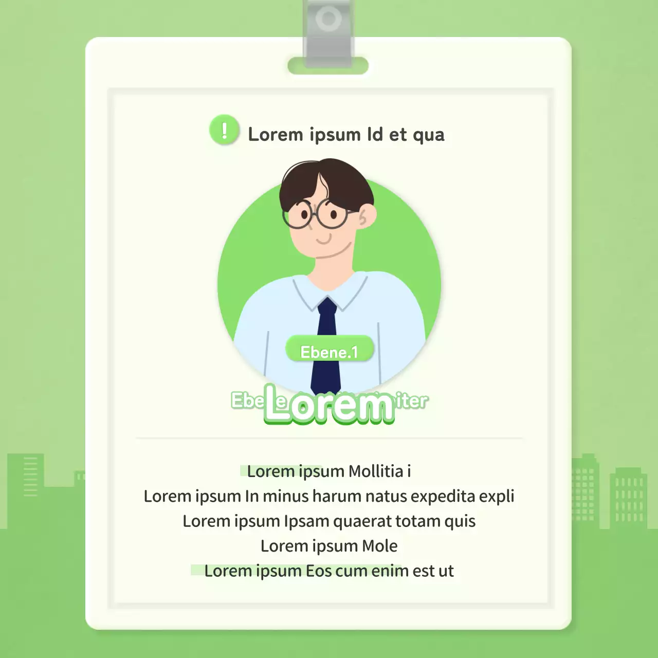 Checkliste für die Arbeitsebene mit orangefarbenem Mitarbeiterkartenkonzept