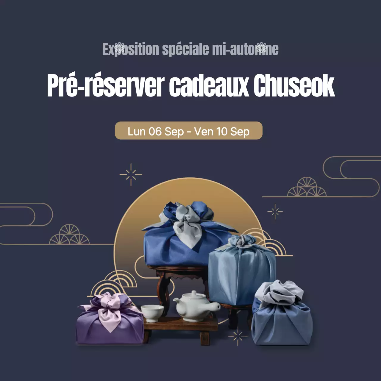 Bannière carrée pour les cadeaux de Chuseok de la marine