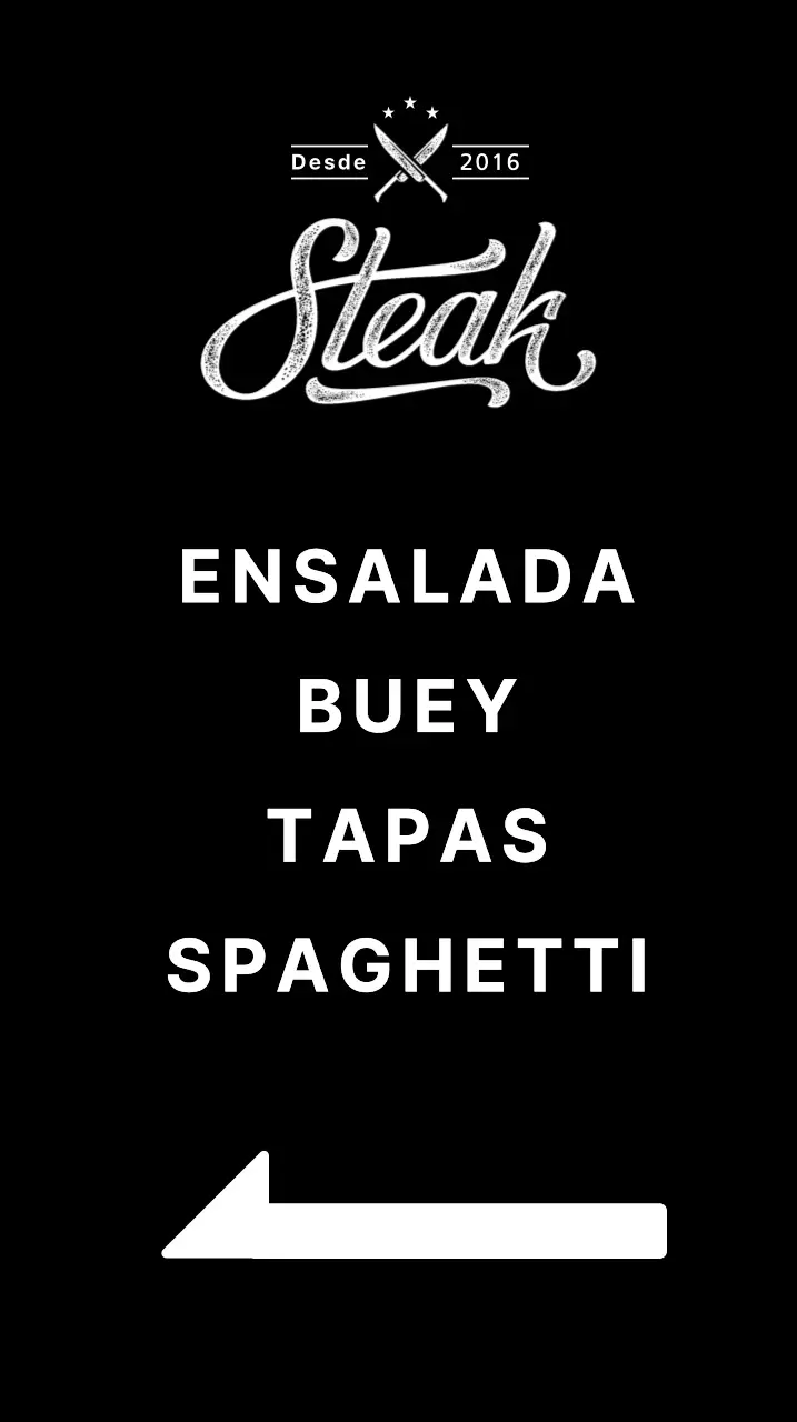 Banner de restaurante con la imagen de un filete sobre fondo negro