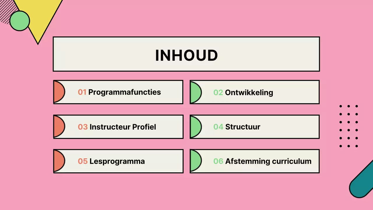 Portfolio met voorstellen voor roze naschoolse programma's