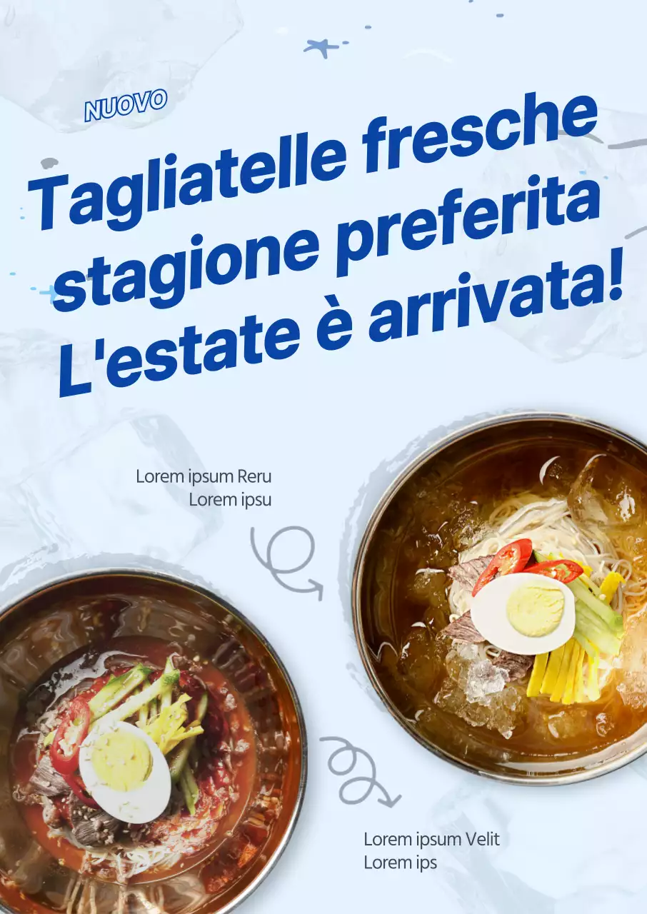 Locandina del nuovo menu per la granita blu e fresca d'estate