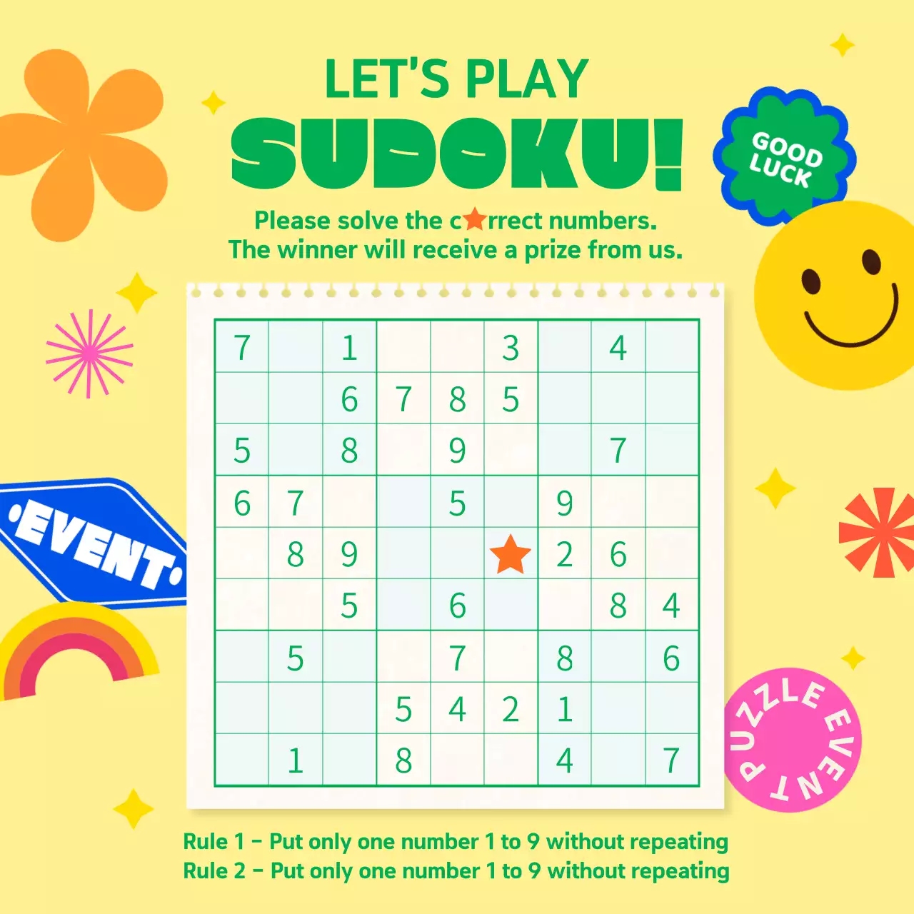 Yellow Playful Puzzle Invitation Social Media Post