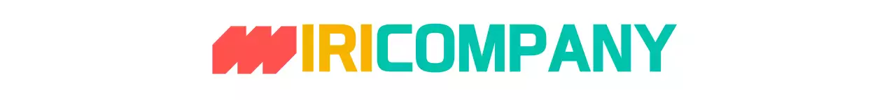 Gaya logo modern yang sederhana dengan simbol titik warna-warni untuk promosi perusahaan