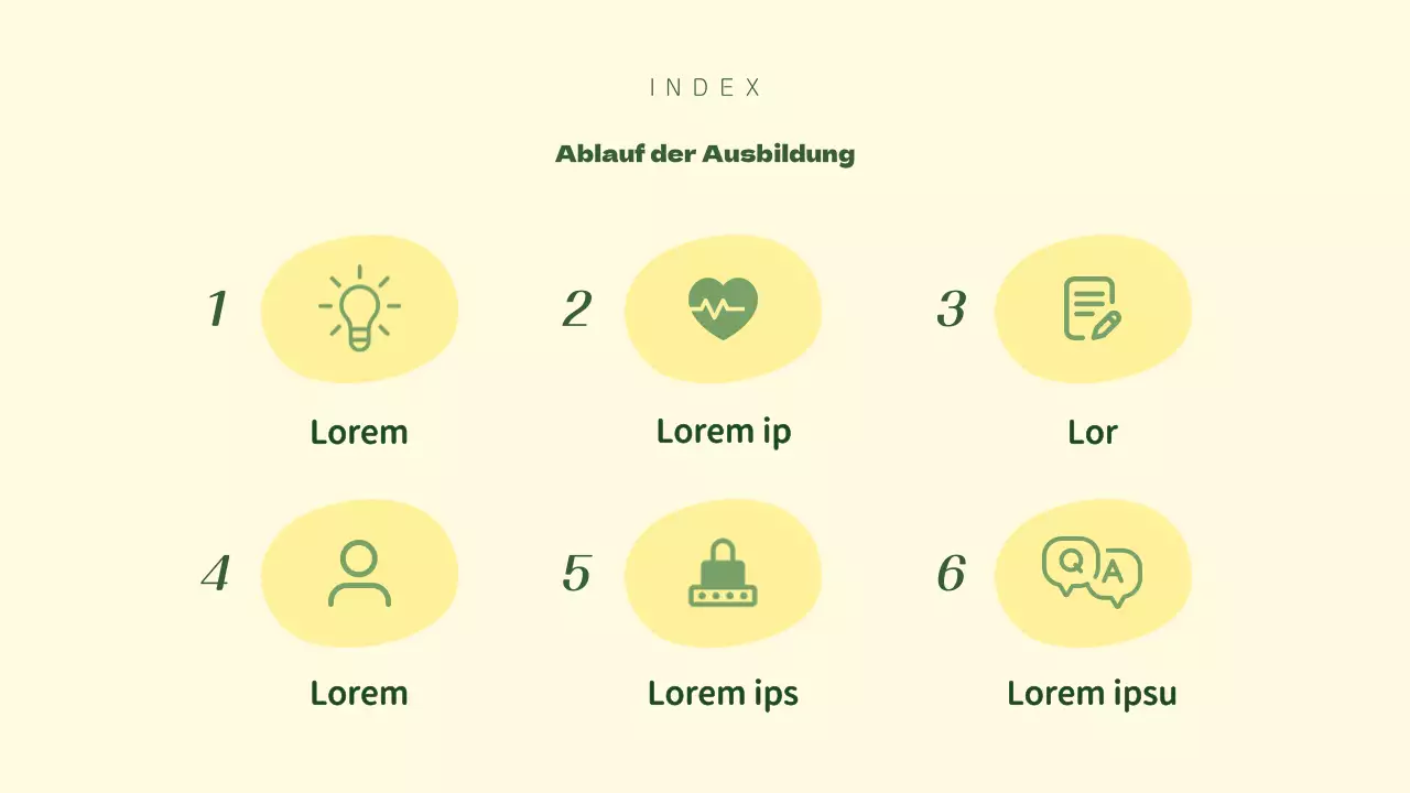 Grünes und gelbes Schulungsmaterial für Freiwillige in der Mittelstufe