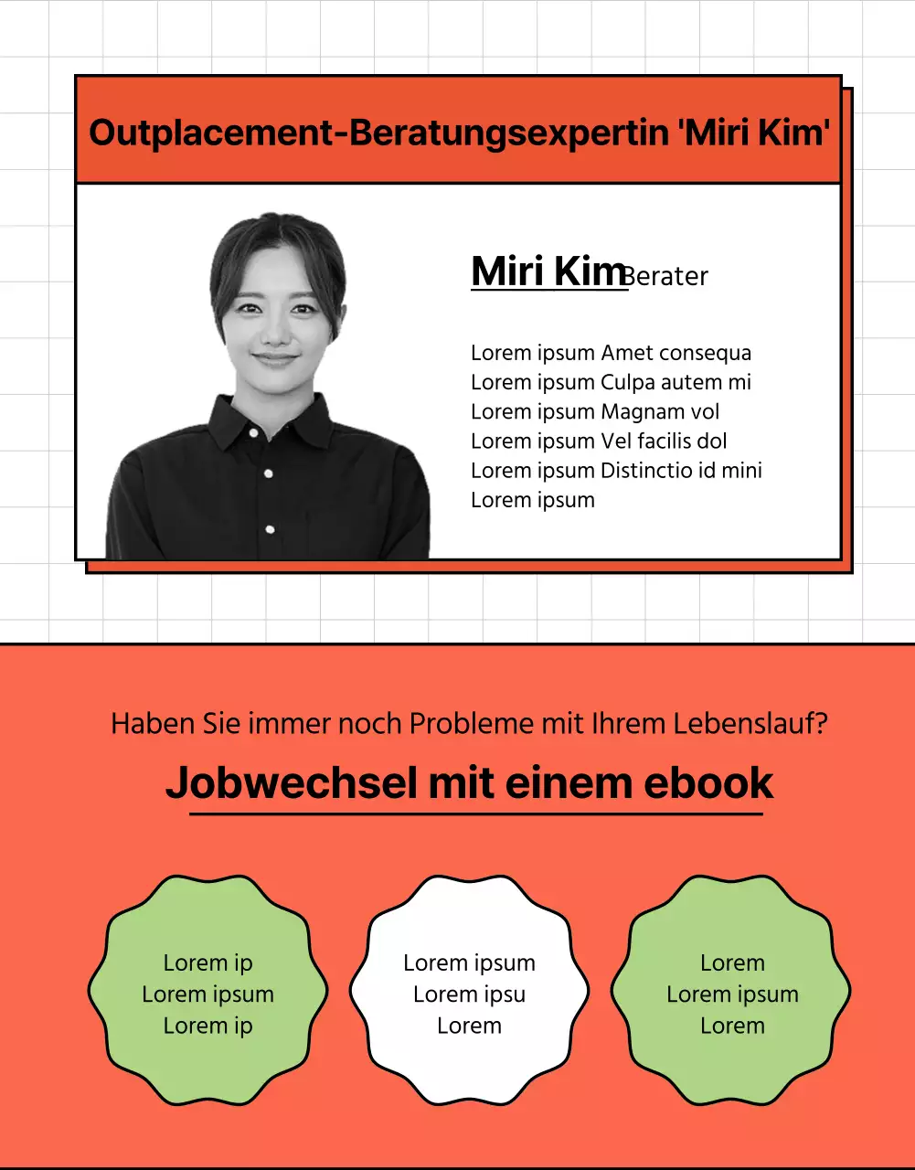 Bewerben Sie Ihre Kompetenz in der Lebenslaufberatung mit einem einfachen rot-weißen E-Book-Konzept