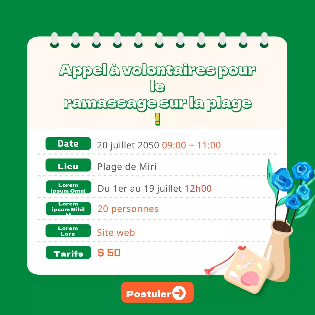 Green Orange Beachcombing CardNews