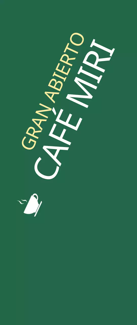 Promoción de apertura de pequeña cafetería sobre fondo verde