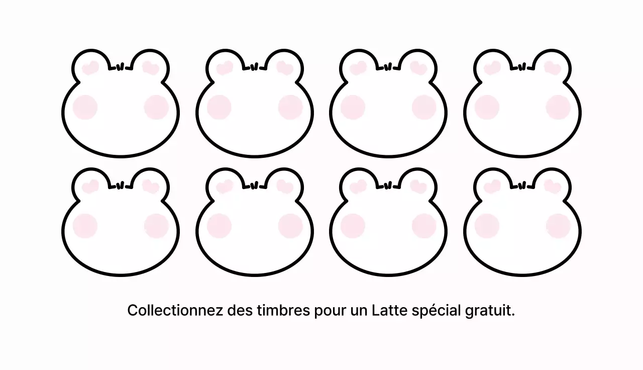 Un coupon de café avec un joli ours en rose pastel