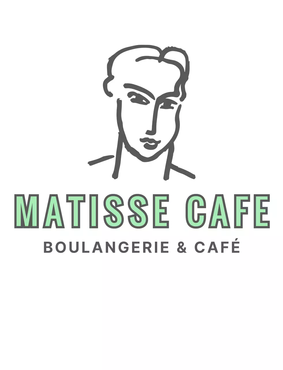 Un café gris menthe, au dessin sentimental