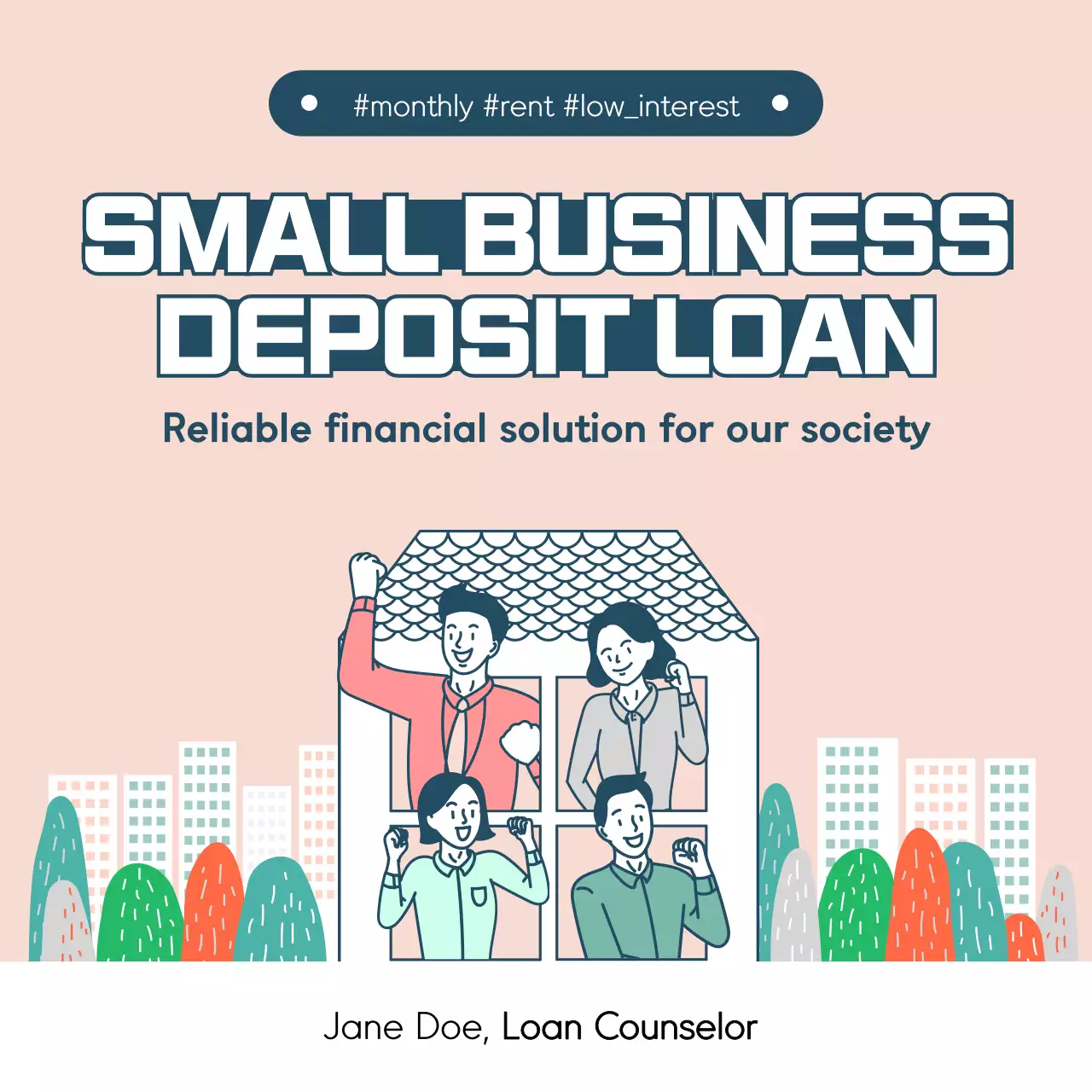 Beige Modern Loan Promotion Social Media Post