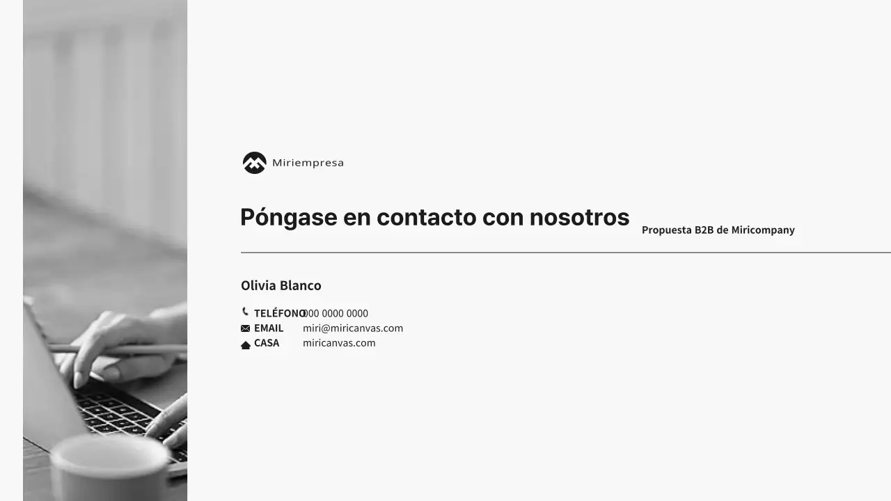 Presentación de propuesta corporativa B2B en tonos negros y grises