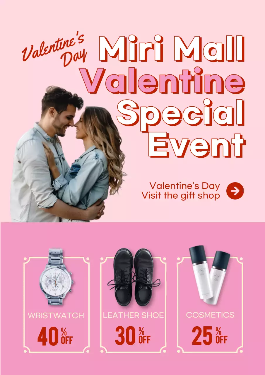 Pink Trendy Valentine Promotion Poster