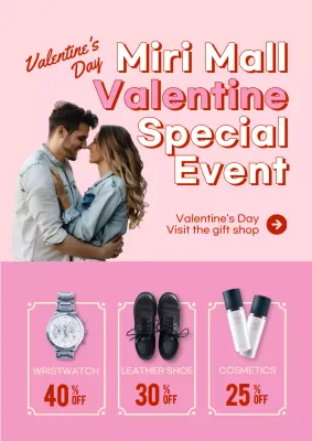 Pink Trendy Valentine Promotion Poster
