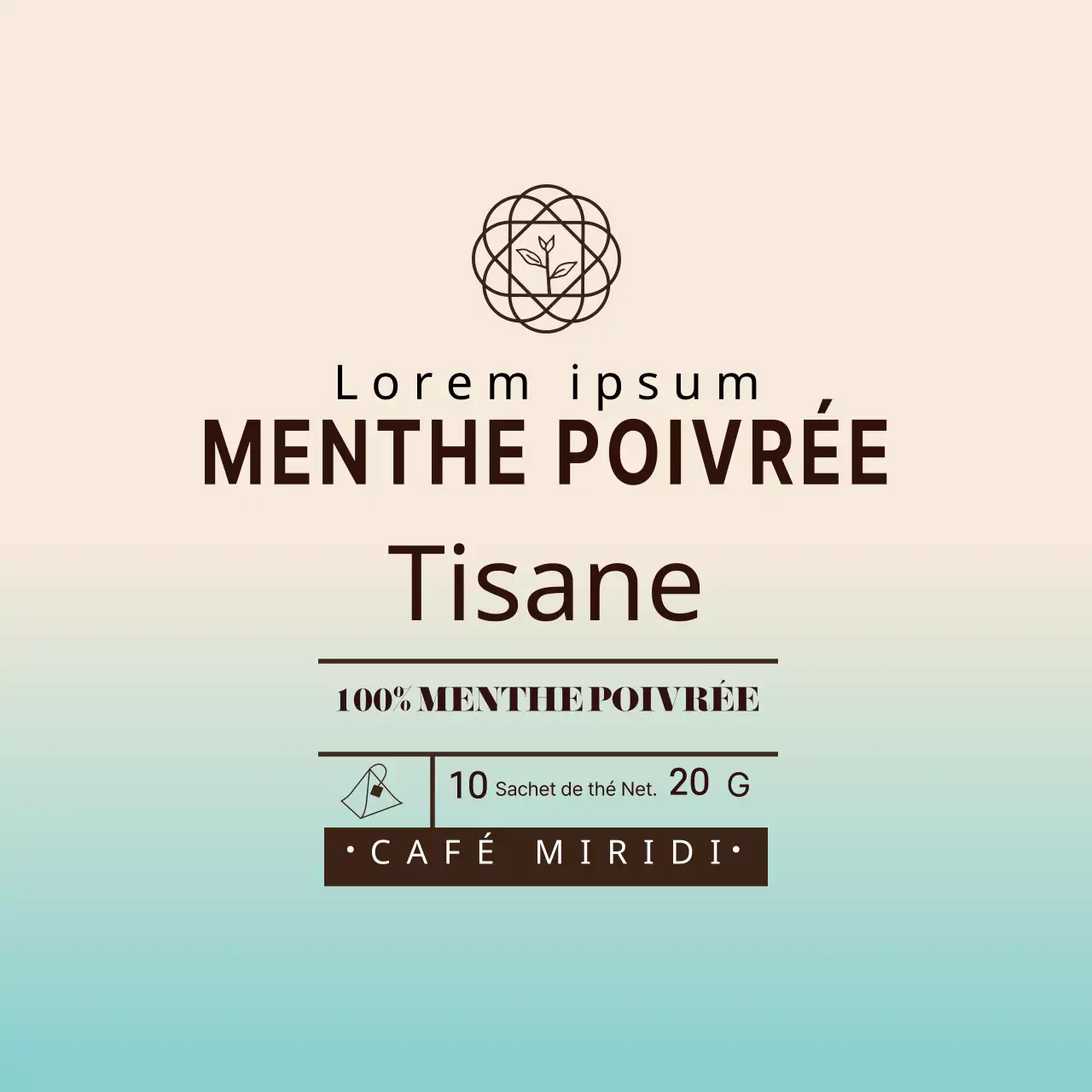 Sky Ivory Illustration Cafe Peppermint Tea Bag Label