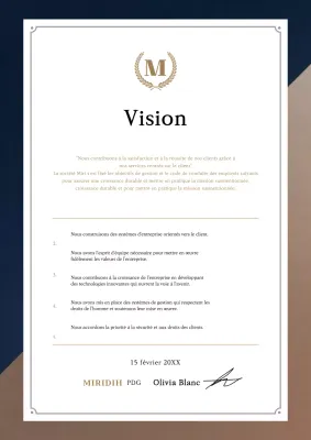 Documenter une déclaration de vision pour une entreprise haut de gamme