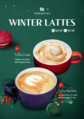 Green Festive Coffee Promotion Poster