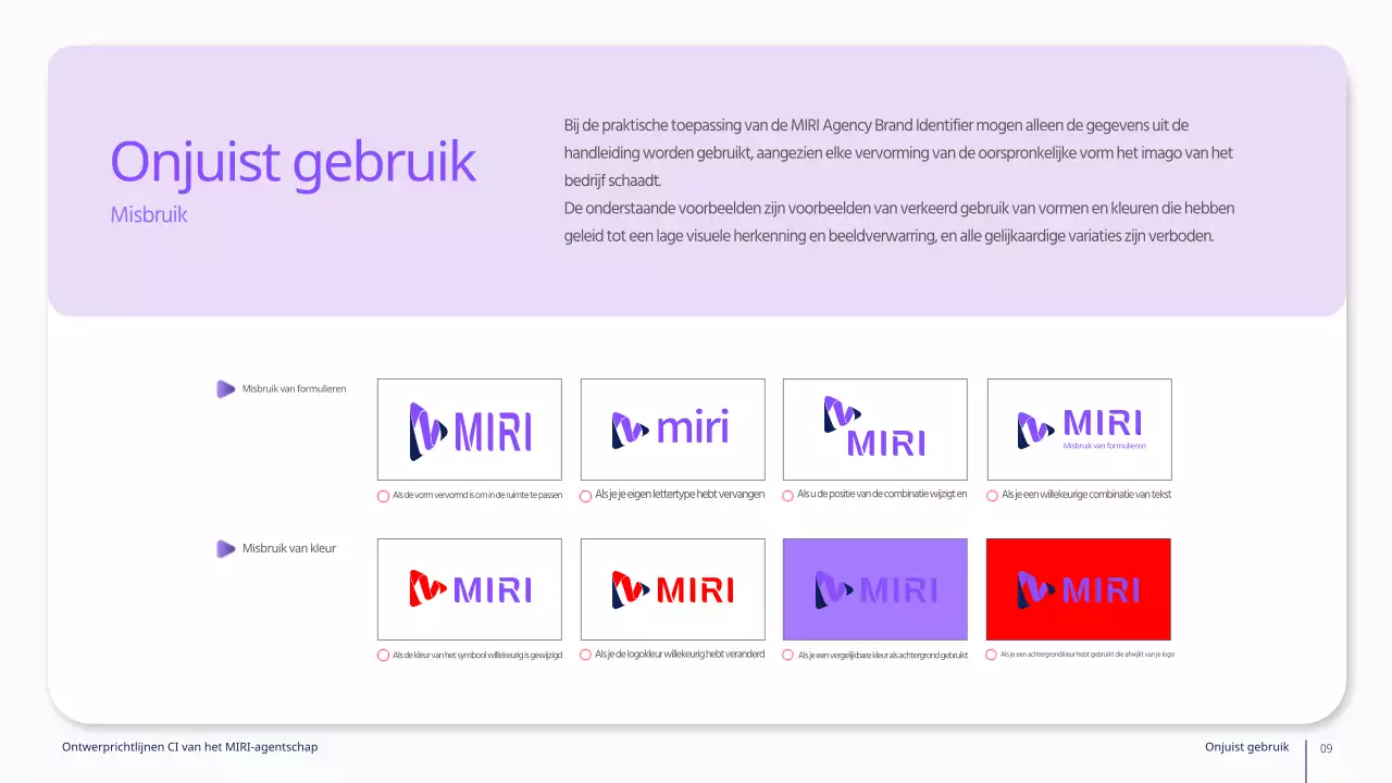 Zakelijke merkrichtlijnen in paars