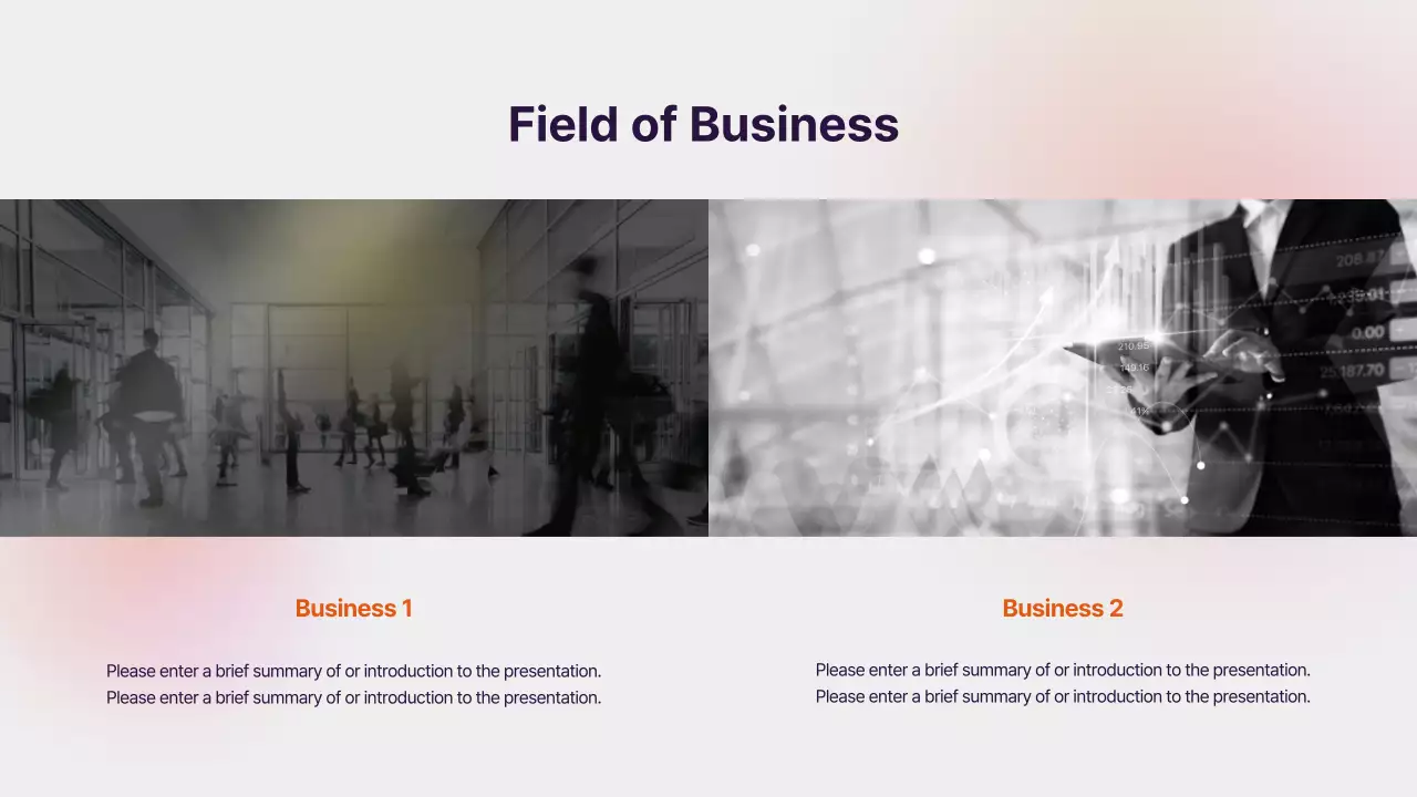 Gradient purple and orange company profile