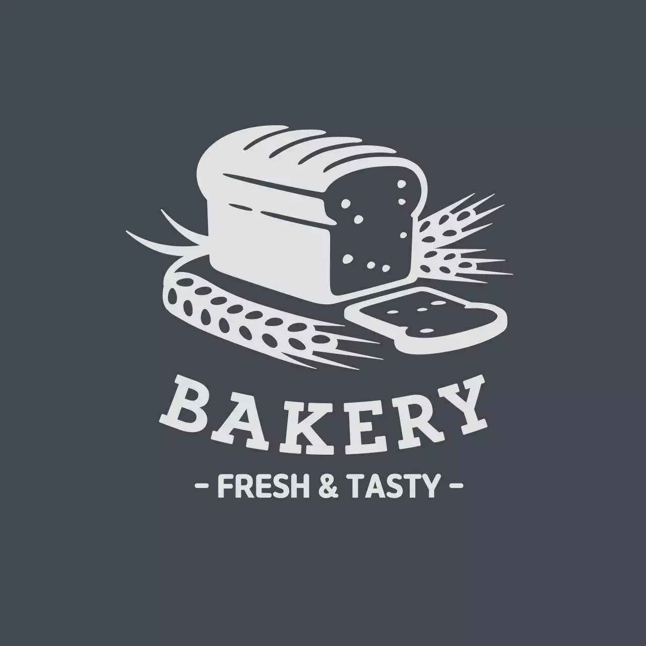 グレーのイラストのすっきりとした飲食店ベーカリーラベル