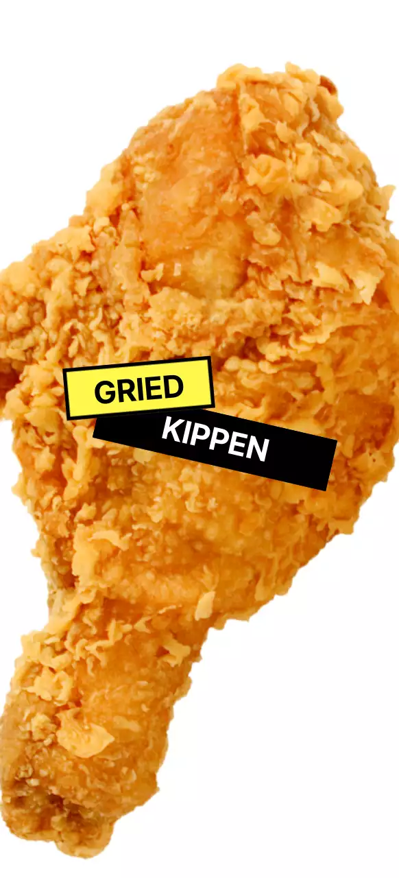 Gebraden kip met geel en zwart label