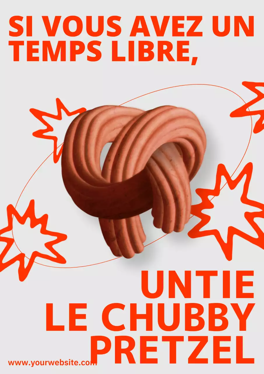 Planète bretzel orange et beige, webposter vertical