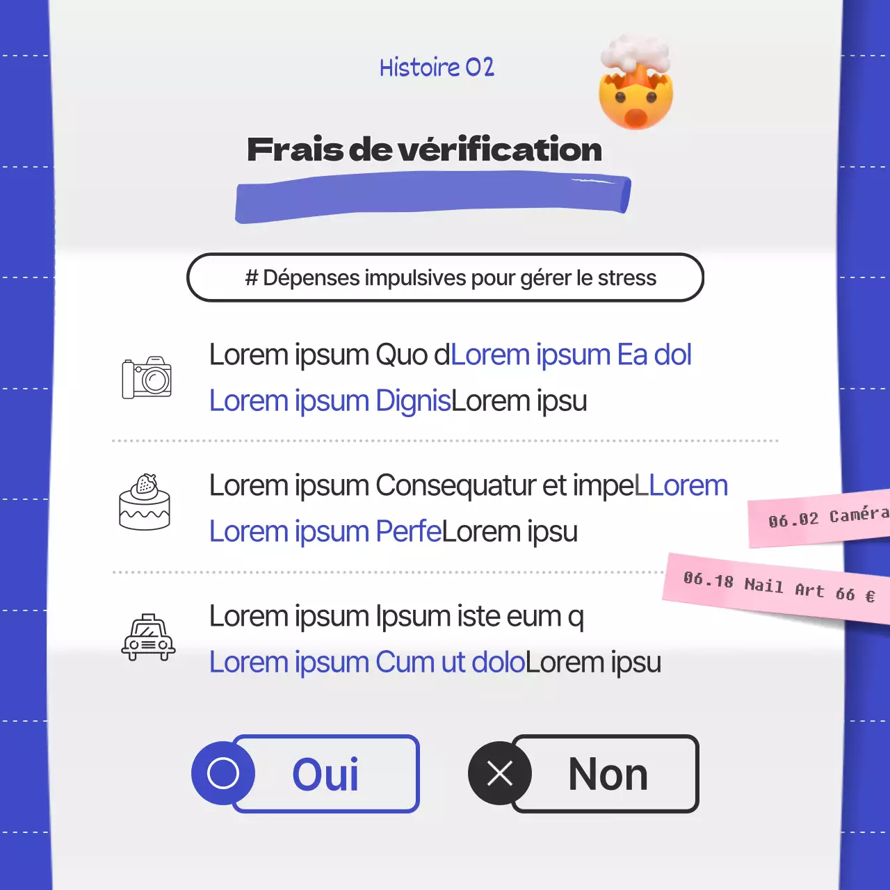 Facture de dépassement bleu et noir