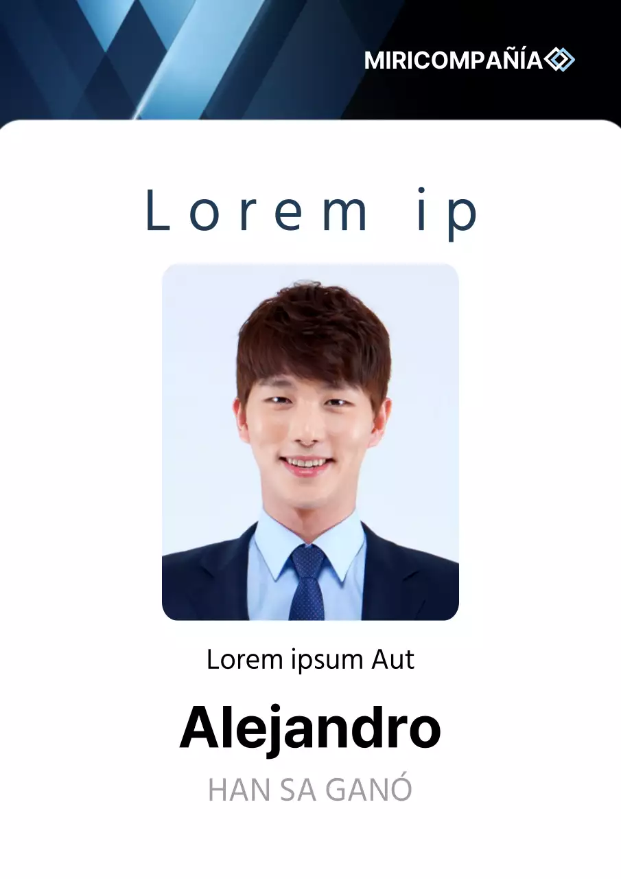 Tarjeta de empleado sencilla en degradado negro y azul